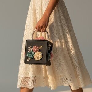 Milisente Women's Floral Evening Decorative Square Box Clutch Shoulder Bag